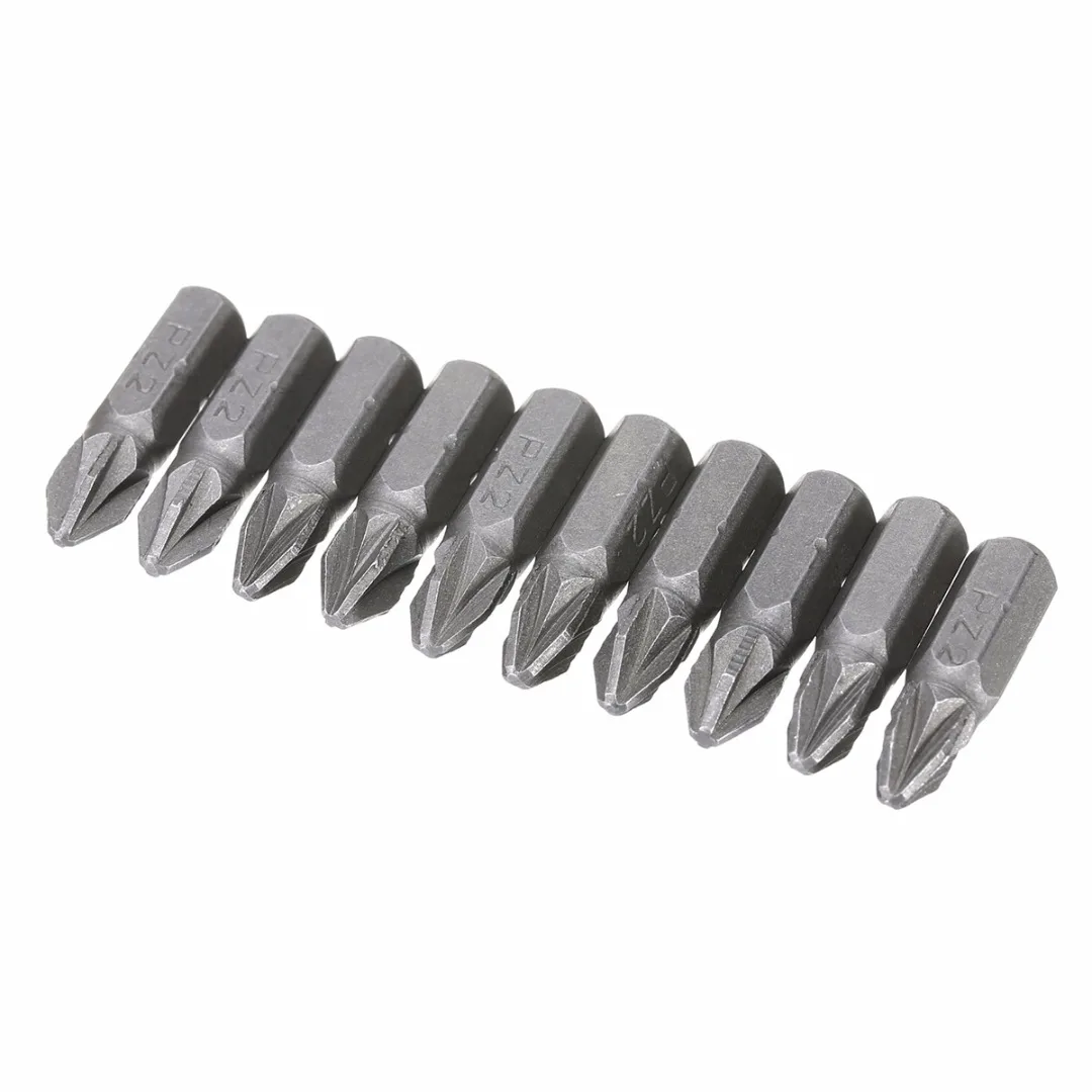 10pcs Pozi 2 PZ2 Hex Screwdriver Bits Sliver Drive Screwdriver Bit 25mm
