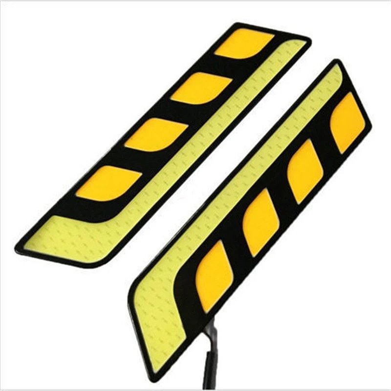 

2pcs/set White Amber COB LED Car DRL Daytime Running Light 12V Fog Driving Signal Lamp 6000K