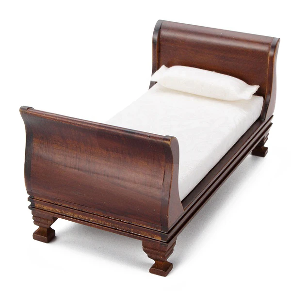 

HOT SALE New Dollhouse Miniature Furniture Delicacy Vintage Single Bed 1:12 Scale Doll Toys Accessories