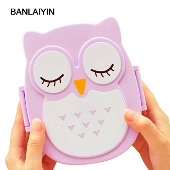 

WholeTide10pcs*AUAU Fun Life Bento Box Cartoon Cute Owl Bento Lunch Meal Box Tableware Purple
