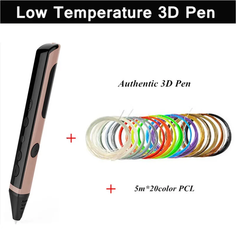 

3 Colors New Low Temperature 3D Pens Best Birthday Gift For Children 3D Painting Pen For Kids Drawing With 5Meter*20Color PCL