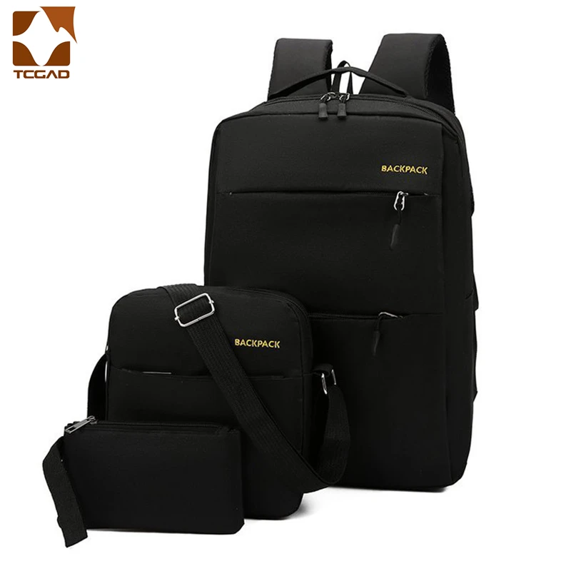 Mochila masculina backpack set 3 Pcs/set male Shoulder Bag Teenagers Man Student Book Bag erkek sırt çantası para adolescentes