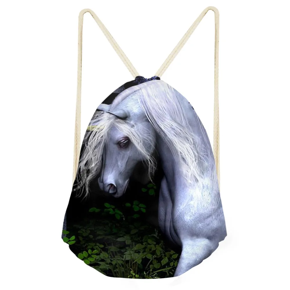 Новый аниме печати лошадь Портативный Модный шнурок сумки хорошее качество рюкзак для женщин Дорожная сумка обувь для мальчиков