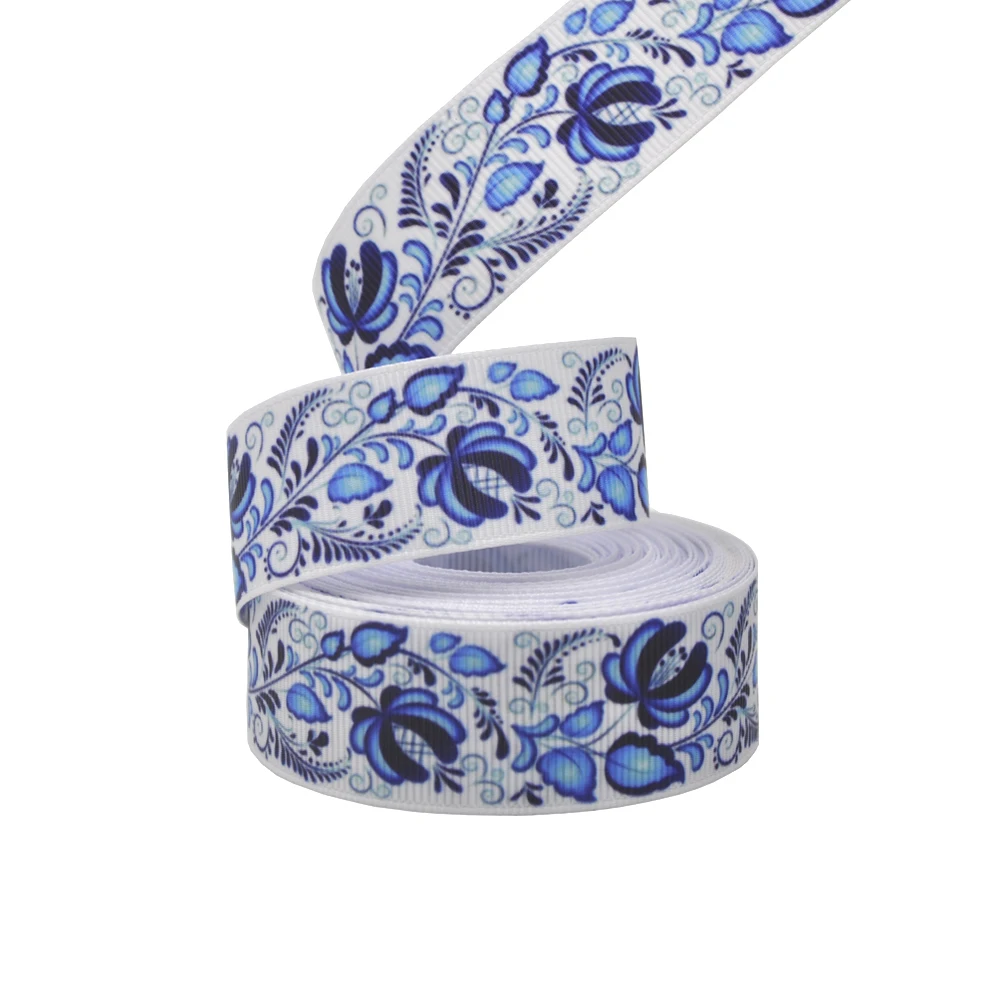 Ribbon Decoration Ribbon Supplies Grosgrain Ribbon 1" 25 mm 5 yards Flowers printed grosgrain ribbon Wedding Party Decorative ribbons DIY hair bows handmade Accessories