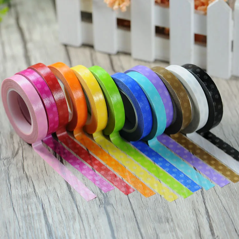 Colorful Dots 0.8cm x 11m Slim Washi Paper Masking Tapes DIY Tape