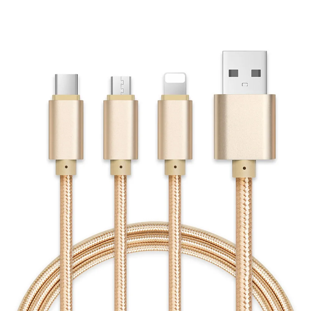 FDBRO واحد السحب ثلاثة كابل نقل بيانات سريع تهمة USB كابل بيانات قرص الروبوت USB كابل شحن سلك Microusb كابل الشاحن شحن مجاني