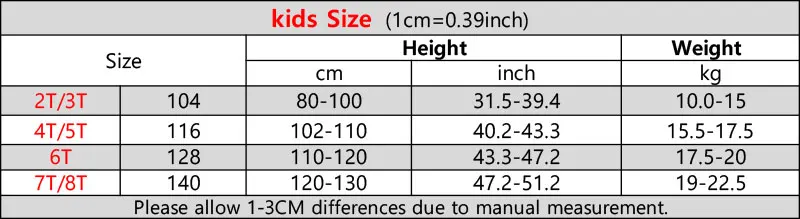 女儿size