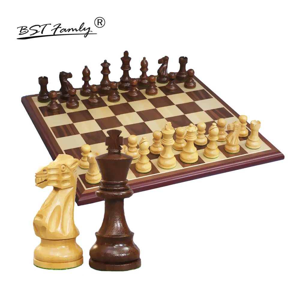 

BSTFAMLY Wooden Chess Set Chessman International Chess Game Box Chessboard Pear Wood Chess Pieces King Height 97mm Toy Gift I41
