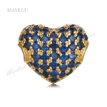 

Blue CZ Zircon Micro Pave Heart Shape Pendant with Hole Design 4 Color Plate Copper Beads for Necklace Making Jewelry Accessory
