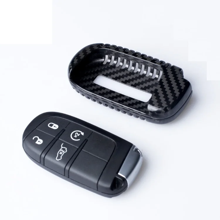 Remote Key Fob Cover Shell For- Jeep Grand Cherokee Carbon Fiber Key Case Car Styling Accessories