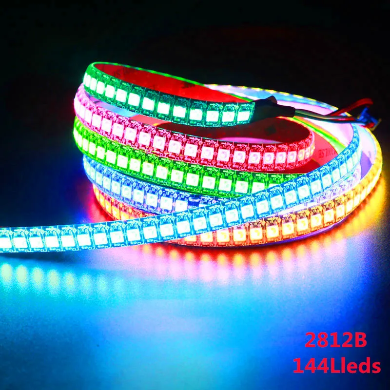 DC5V WS2812 встроенные катушки WS2812B Светодиодные ленты светильник RGB 5050 полный цвет 30/60/144 пикселей индивидуально адресуемых программируемый лента