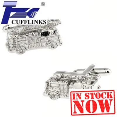 

Silver Fire Truck Cufflink Cuff Link 2 Pairs Free Shipping Promotion