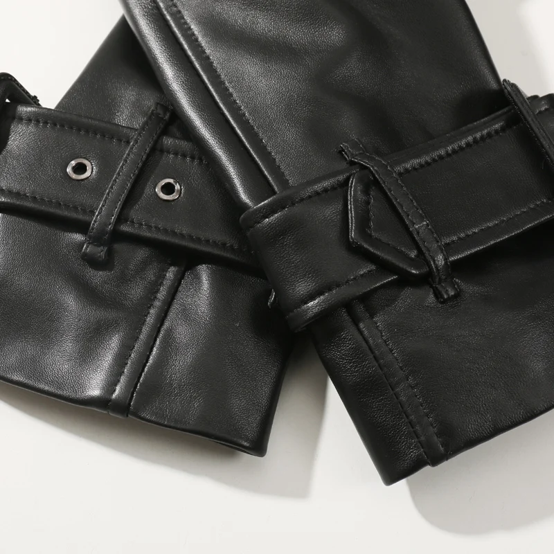 2019 Spring New Women's Leather Leather Long Section Sheepskin Windbreaker Jacket Slim Double Breasted Real Leather Jacket