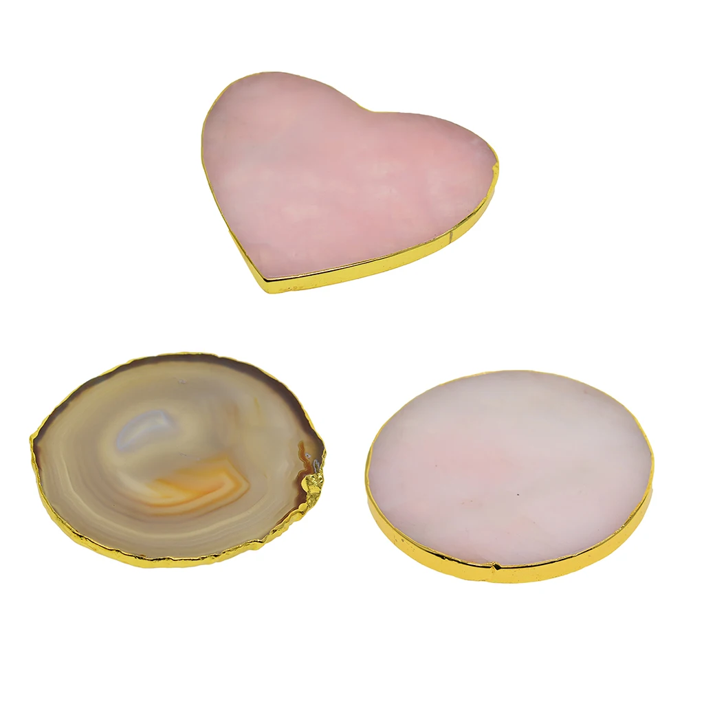 

Natural Agate Slices, Coasters, Drink Cup Mats, Gold Edge, Crystals Geode Stones Home Decorations Crafts DIY Jewelry Gifts