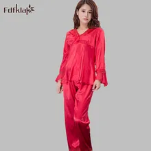 Лето г. женские шелковые пижамы с длинным рукавом v-образным вырезом Pijama де Mujer пижамы Костюмы Pijama Sexy Mujer пижамы комплект спортивный костюм e1078