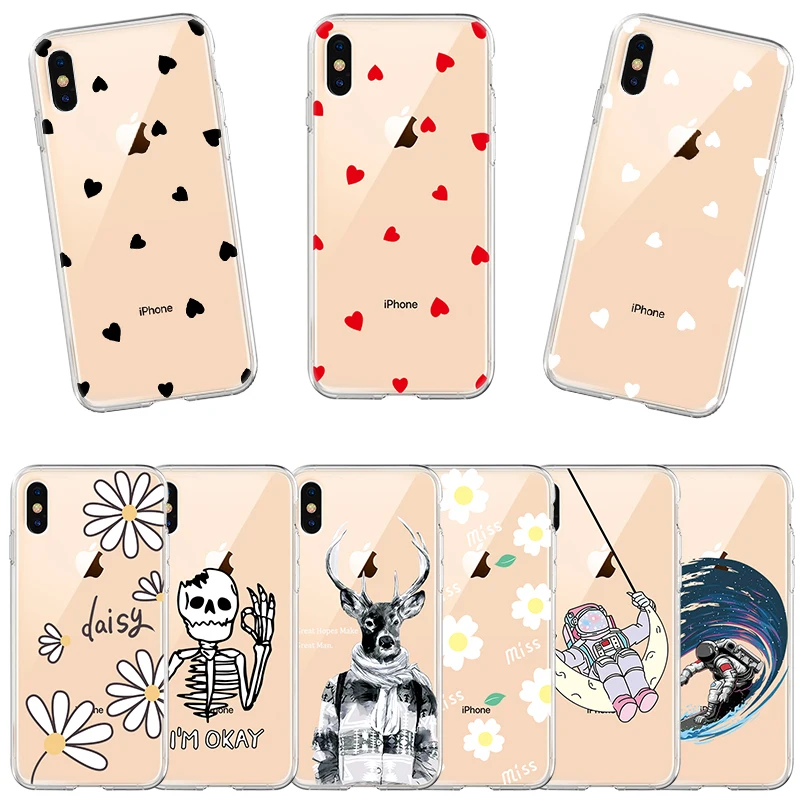 

Cute Cartoon Pattern Silicone Case For iPhone Xs Max 7 8 6 6s Plus Xr 5S SE Housing For iPhone X 10 Phone Bags Cover Case Coque