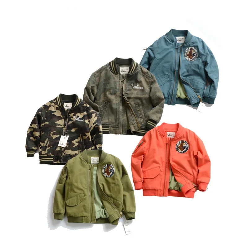 

New arrival 2017 children's clothing male child jacket outerwear 100% cotton double layer pilots Camouflage short design