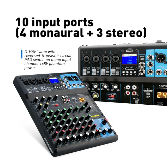 G MARK Audio Mixer Console Music Studio 24 Spx Effect Eco Digital Output 48V G MARK Audio Mixer Console Music Studio 24 Spx Effect Eco Digital Output 48V