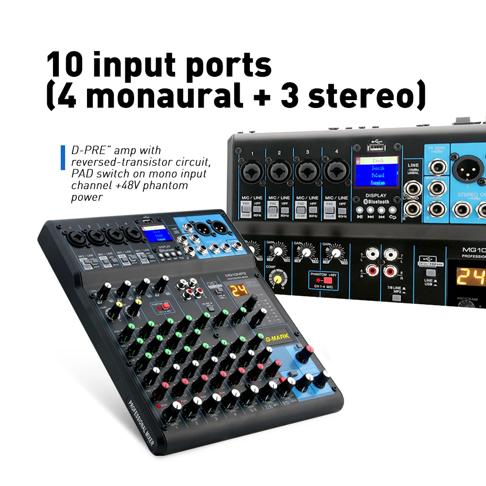G MARK аудио микшер консоли музыка studio 24 Spx эффект эко цифровой выход 48 В фантомное