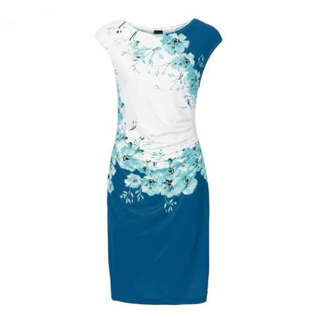 Lossky летнее женское платье большого размера, повседневное тонкое офисное платье без рукавов с принтом «Огонек», сексуальное мини облегающее вечернее платье Vestido - Цвет: 9115 Lake Blue