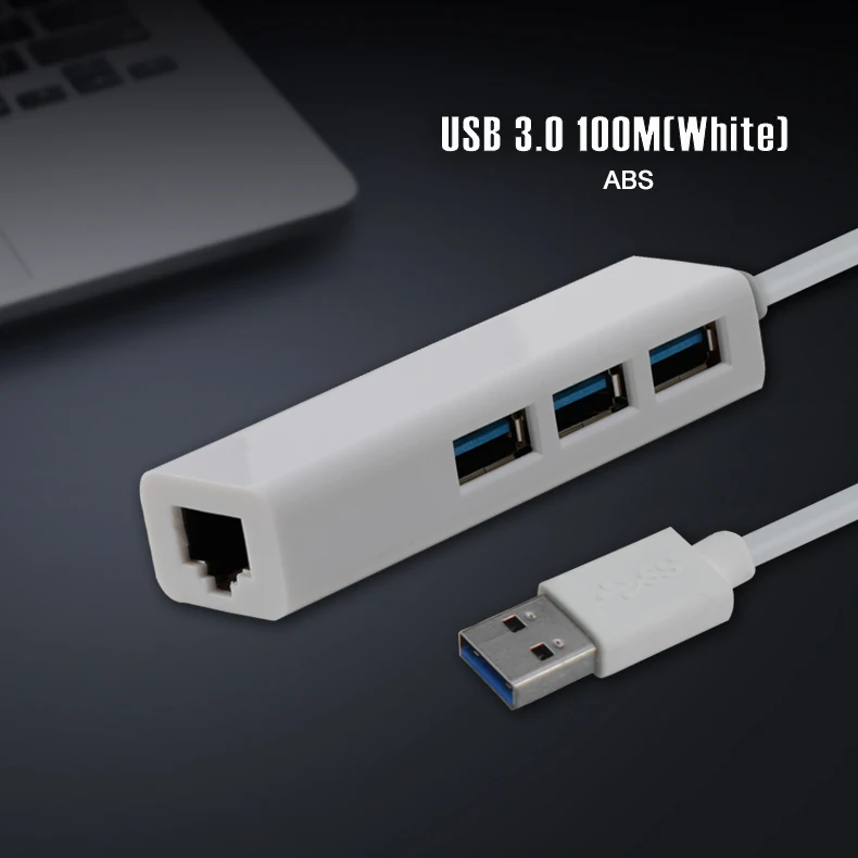 OFCCOM USB Ethernet адаптер с 3 Порты USB 3,0 концентратор для RJ45 10/100 Мбит/с Соединительная плата локальной компьютерной сети сплиттер для портативных компьютеров Mac iOS - Цвет: USB3.0 100M White
