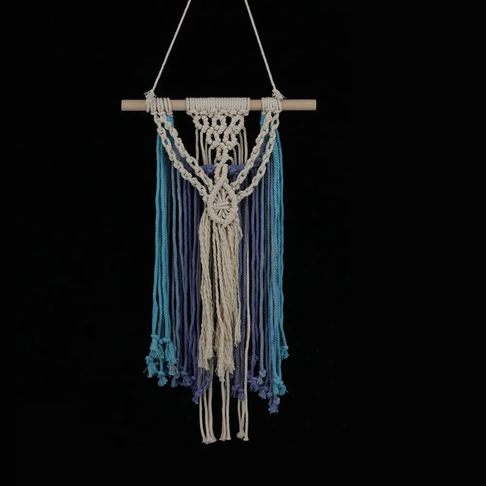 

Wall Hanging Blue Hand Woven Tapestry Cotton Rope Bohemian Apartment Studio or Dorm Decorative Wall Art Special Gift