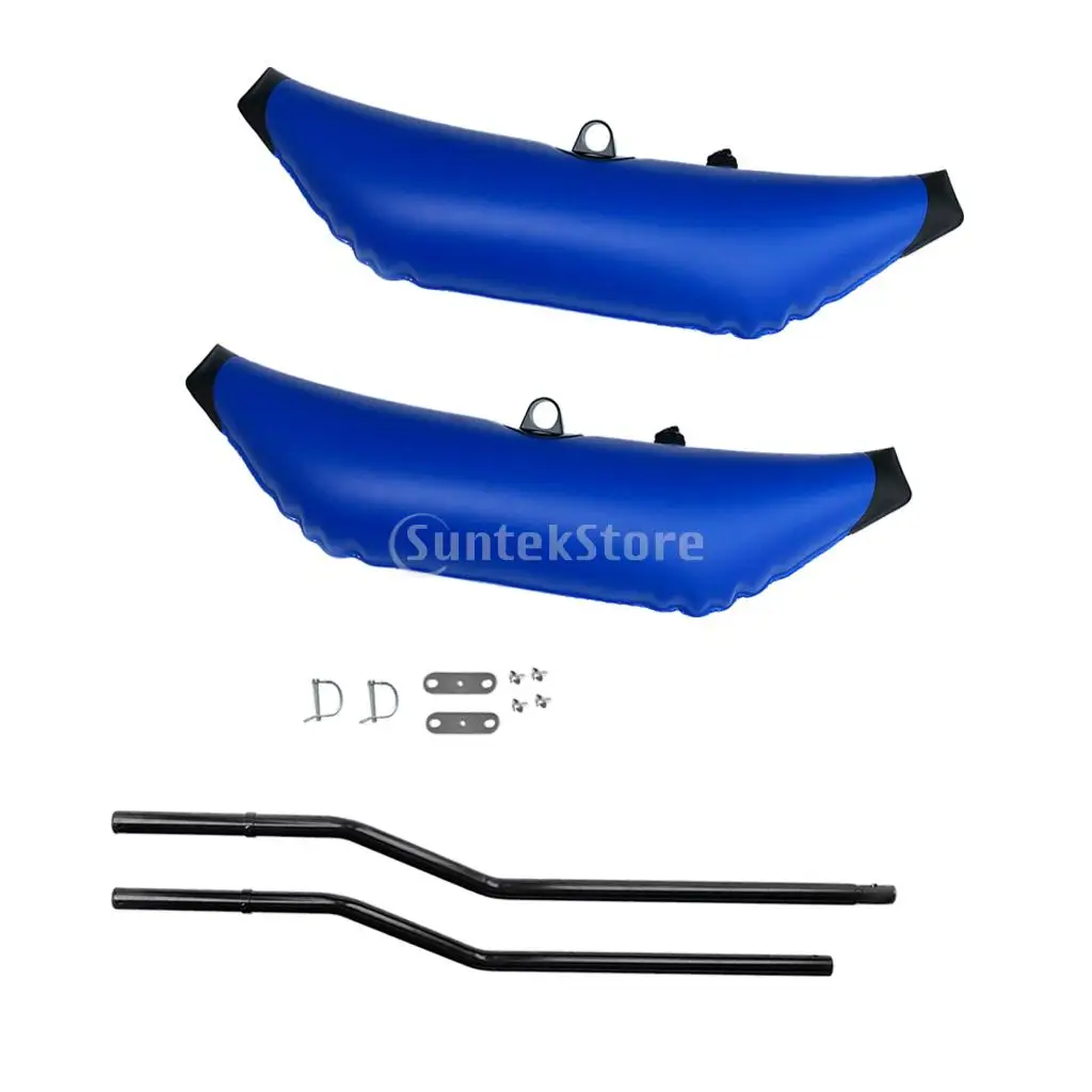 

(Pack 2) Durable Blue PVC Inflatable Outrigger Stabilizer & 2 Pole Mount Sidekick Ama Kit for Kayak Canoe Fishing Standing SUP