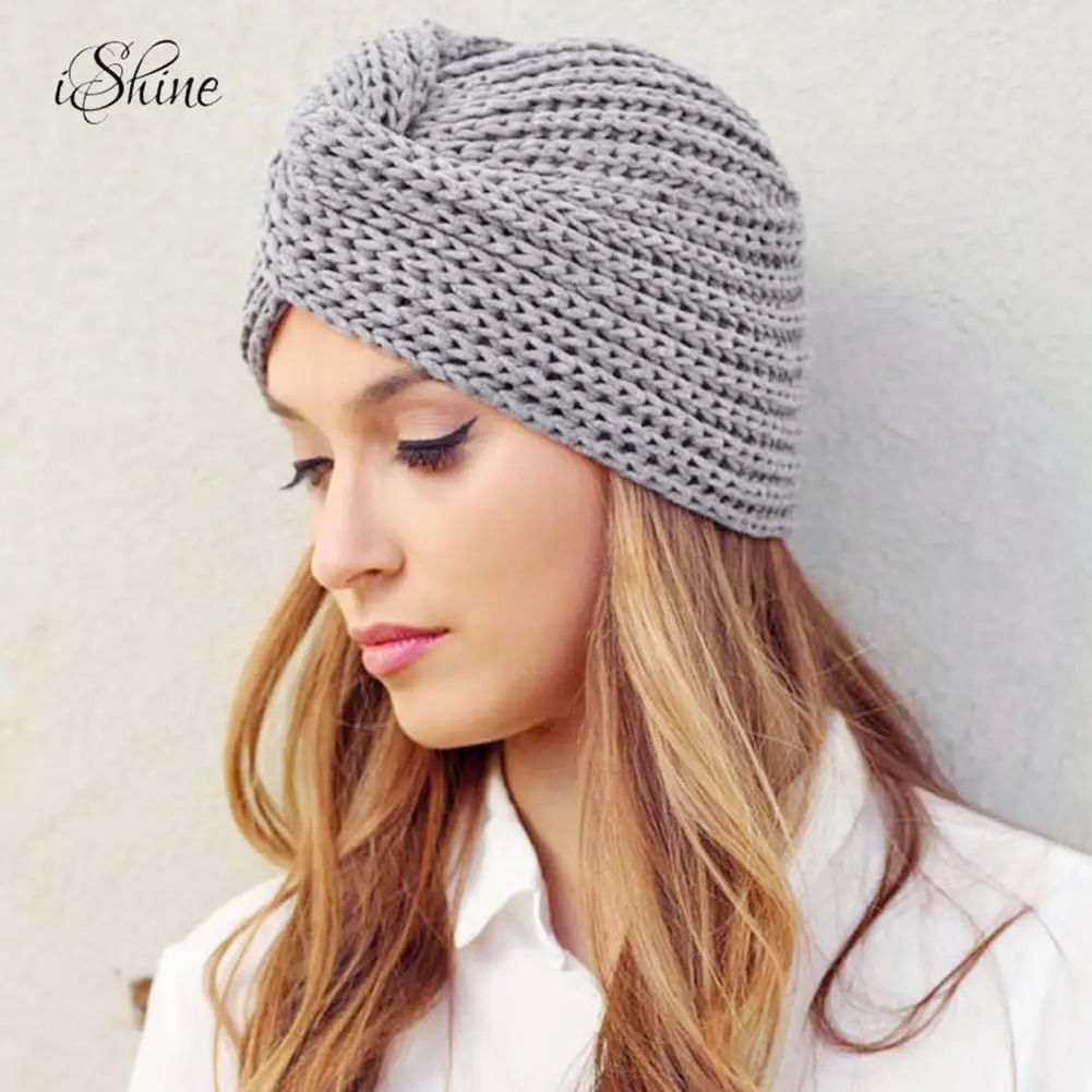 

Women's Winter Warm Knit Turban Cross Twist Arab Hair Wrap Solid Casual Skullies & Beanies Hat Cap Knit Turban Cross