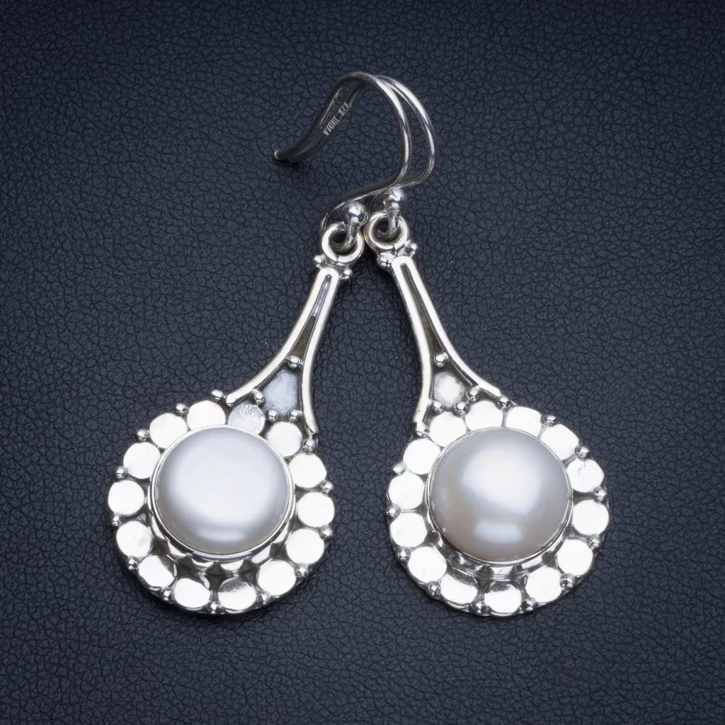 

Natural River Pearl Boho Style 925 Sterling Silver Drop Earrings 2" R1735