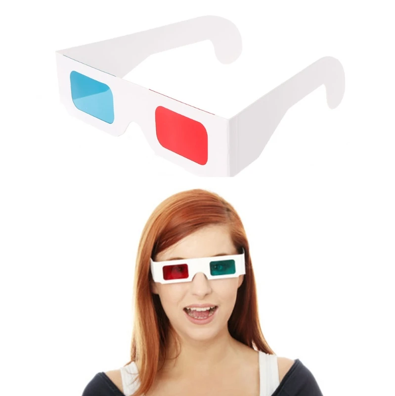 Universal White Frame Red Blue Anaglyph 3D Glasses For Movie Game DVD Video TV