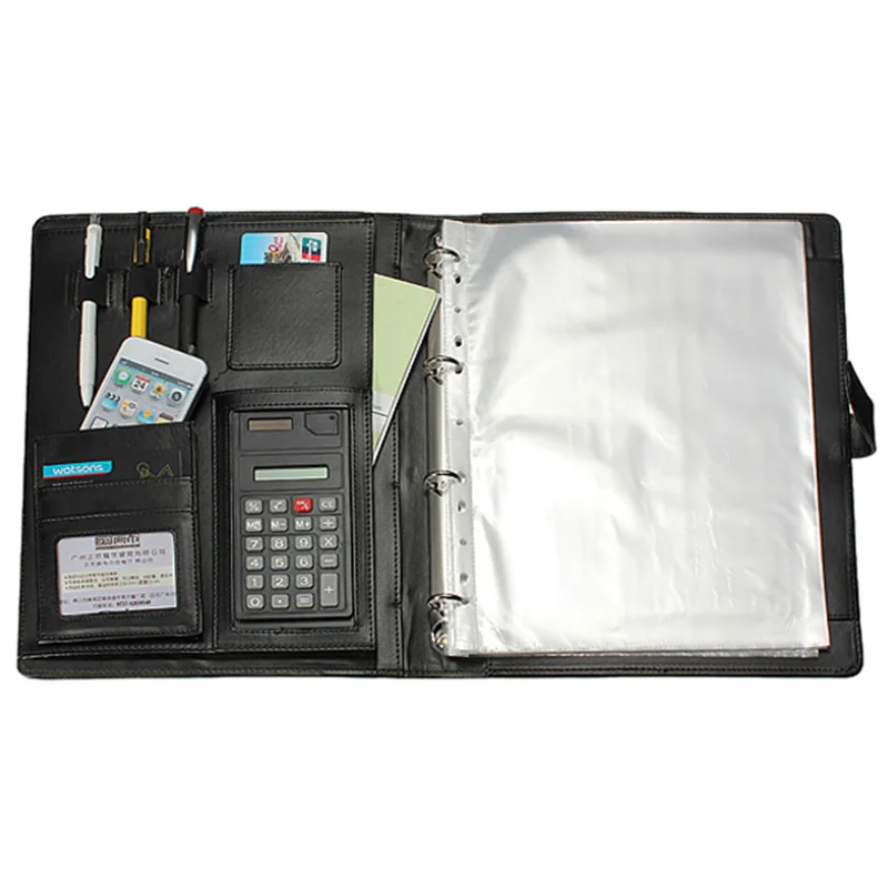 

Portable Black A4 Executive Conference Folder Portfolio PU Leather Protective Case Cover Document Organiser for Ipad eBook