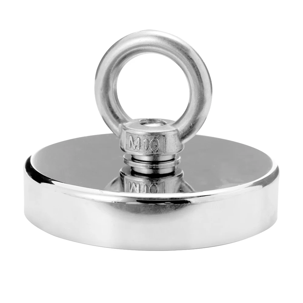

Strong Salvage Magnet Pot Fishing Magnets Deep Sea Hook Neodymium Treasure Hunter with Eyebolt Combined 400kg Pulling Force