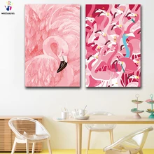 DIY цветные картинки по номерам с цветами Фламинго иллюстрация Картина Рисунок Живопись по номерам Обрамленный дом