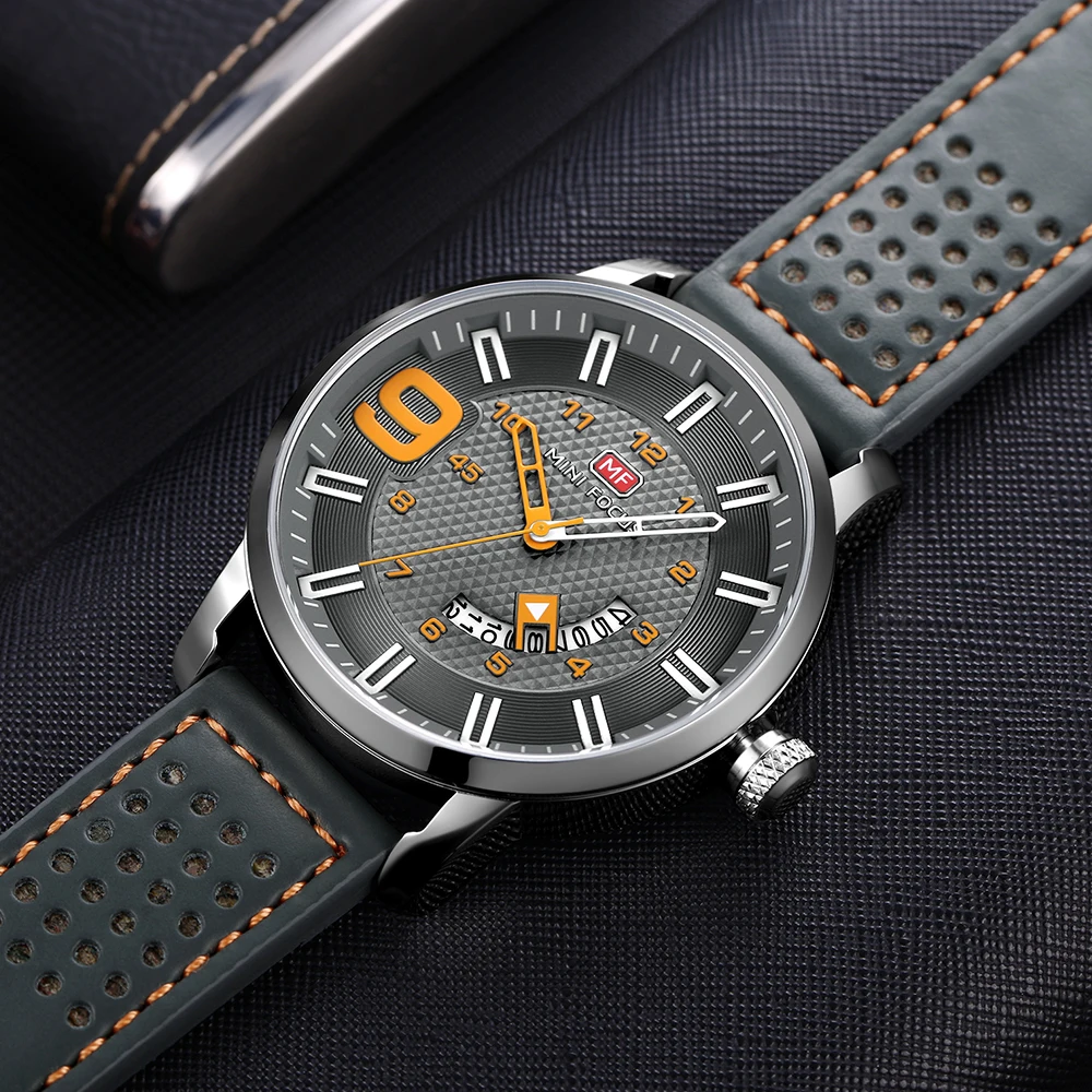 

MINIFOCUS Fashion Men Quartz Watch Leather Strap Business Watch Men Relogio Masculino Fashion Brand Clock For Male