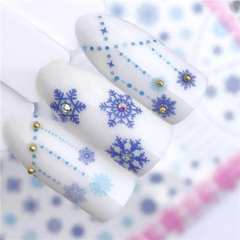 

FWC 1 PC New Arrivial Snowflake Series 3D Sticker Tips Shiny Decoration DIY Adhesive Nail Art Decorations