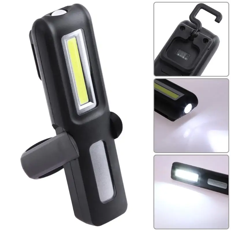 

LED Outdoor USB Rechargeable Battery Portable Holder Flashlight Hanging Work Light Torch Camping Emergency Lamp
