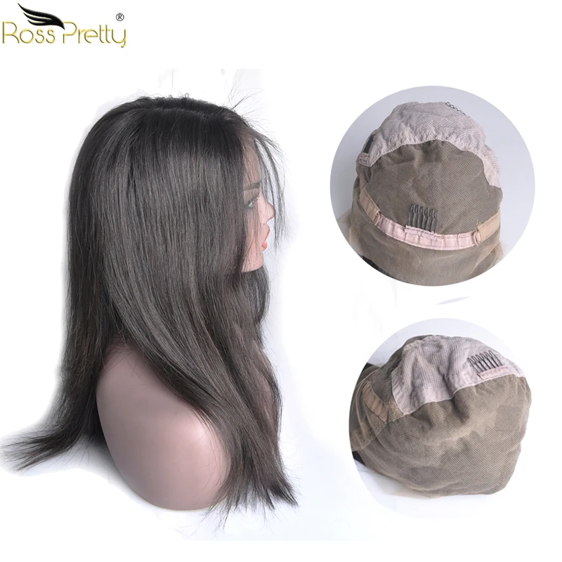 

Ross Pretty Remy Hair Full lace wig Natural Color Black Baby Hair with Pre Plucked Brazilian Straight full lace human hair wigs