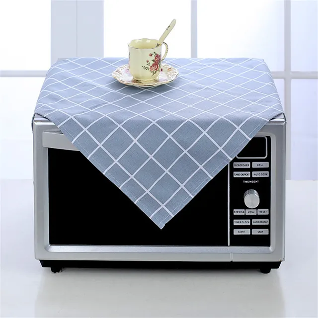 Special Price Microwave Oven Covers Cotton Canvas Microwave Dust Cover Toaster Cover Plaid Cloth Cover Dust Cloth For Home Decoration