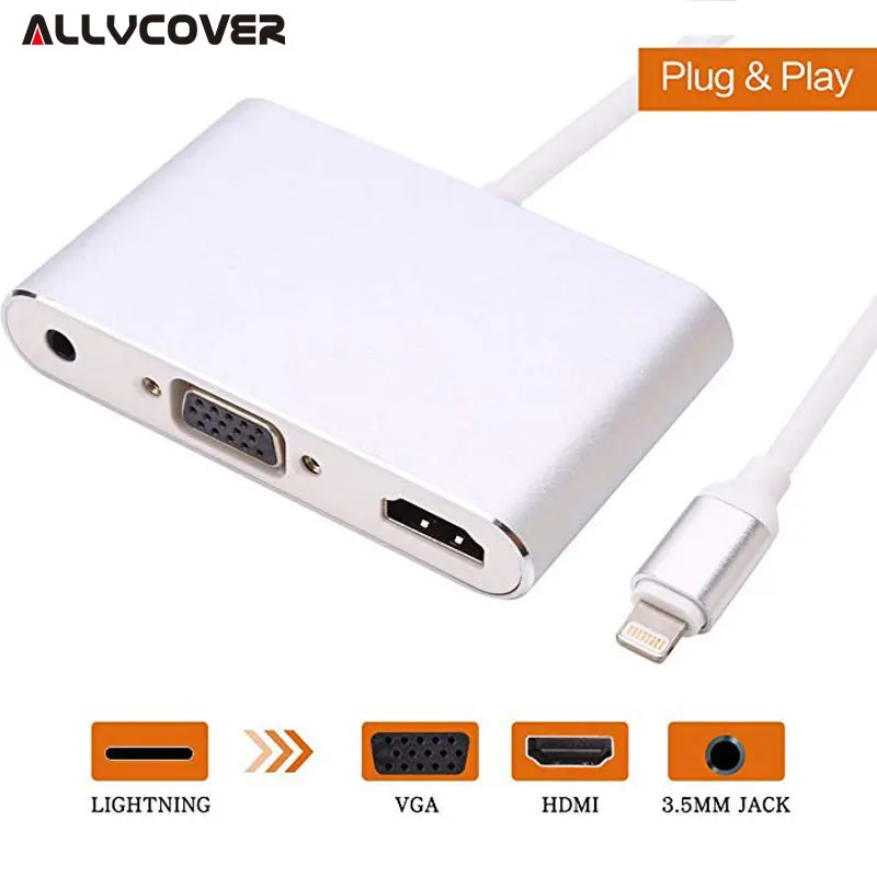 4 в 1 Lightning/HDMI/VGA/Micro USB/3 5 мм аудио адаптер конвертер кабель для iPhone /ipad/HDTV 8 Pin