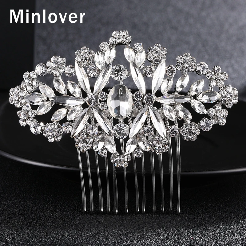 Buy Minlover Rhinestone Silver Color Flower Bridal