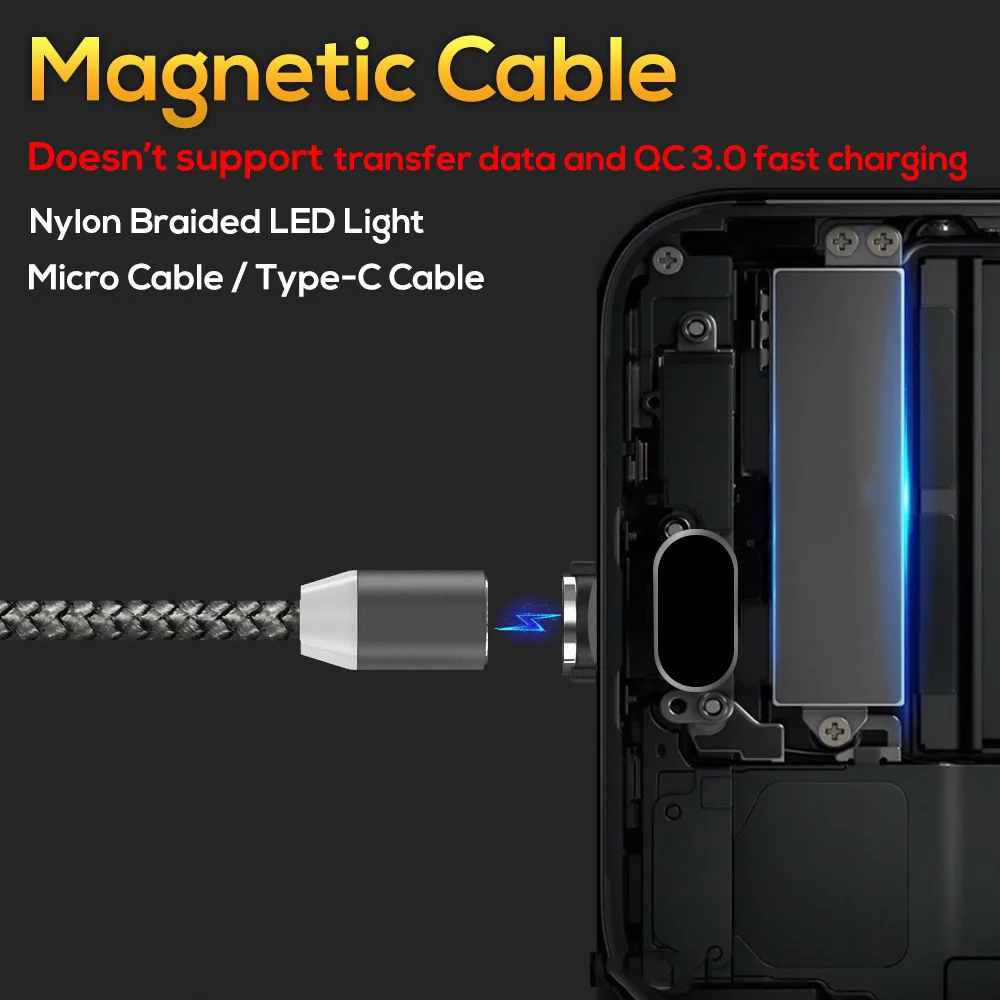 Магнитный кабель Acgicea Micro usb Тип C для быстрой зарядки Microusb зарядный провод USB iPhone 11