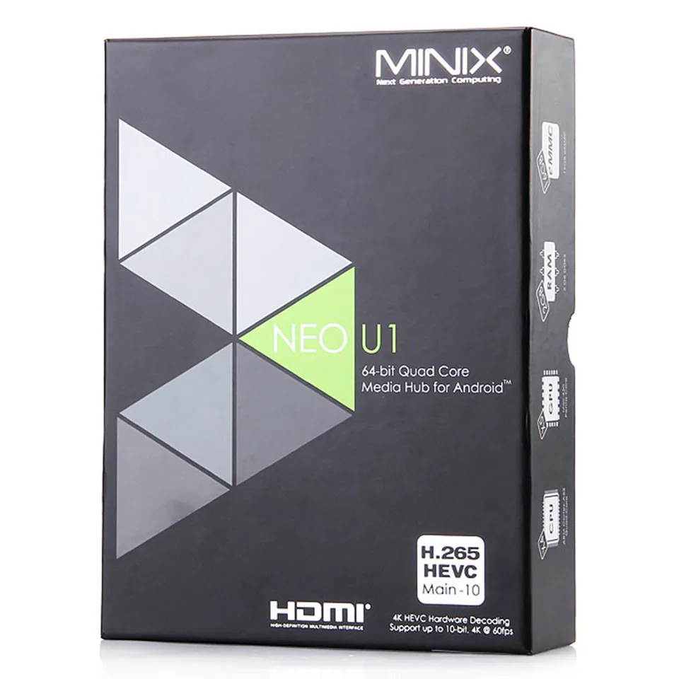 MINIX NEO U1 Android tv Box Amlogic S905 четырехъядерный 2G/16G 802,11 2,4/5 GHz WiFi H.265 HEVC 4K Ultra HD Smart tv Box