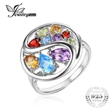 Jewelrypalace moda 1.8ct natural amethyst citrino granate peridoto topacio azul suizo anillo de cóctel 925 joyería de plata esterlina