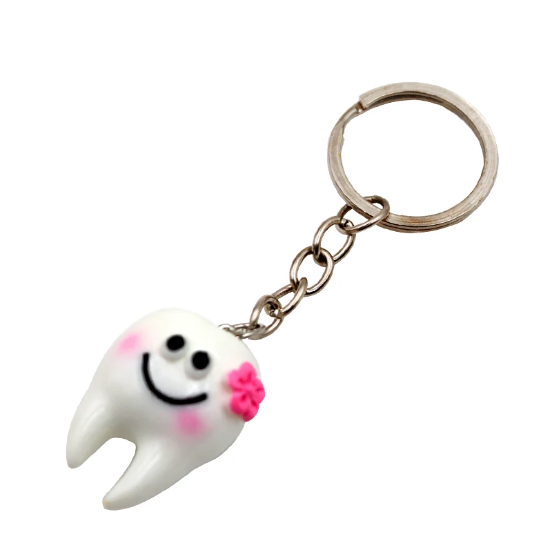 10pcs Dental Teeth Shape Model Simulation Tooth Key Chain Fashion Cartoon Lovely Girls  Gift Pendant Teeth Key Chain