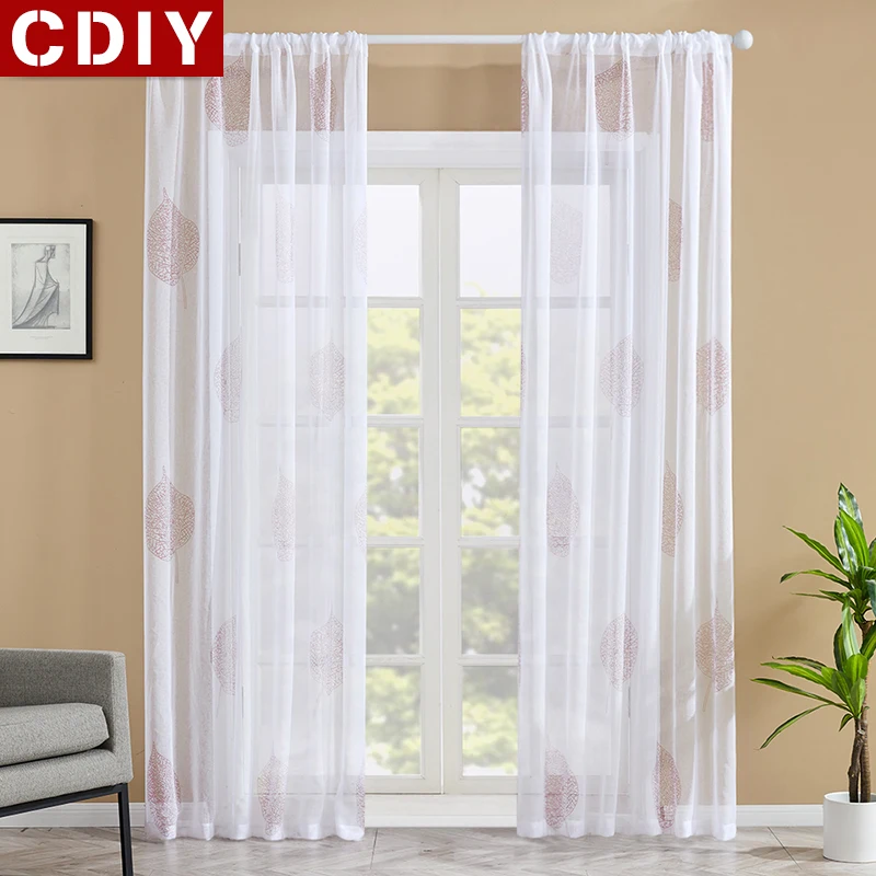 

CDIY Tulle Curtains for Living Room Modern Printed Sheer Curtain for Bedroom Kitchen Voile Curtain Tulle Window Drapes Decor