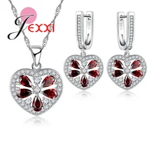 Свадебный ювелирный набор для невесты, высокое качество, серебряное ожерелье со стразами, кулон, Комплект сережек для женщин