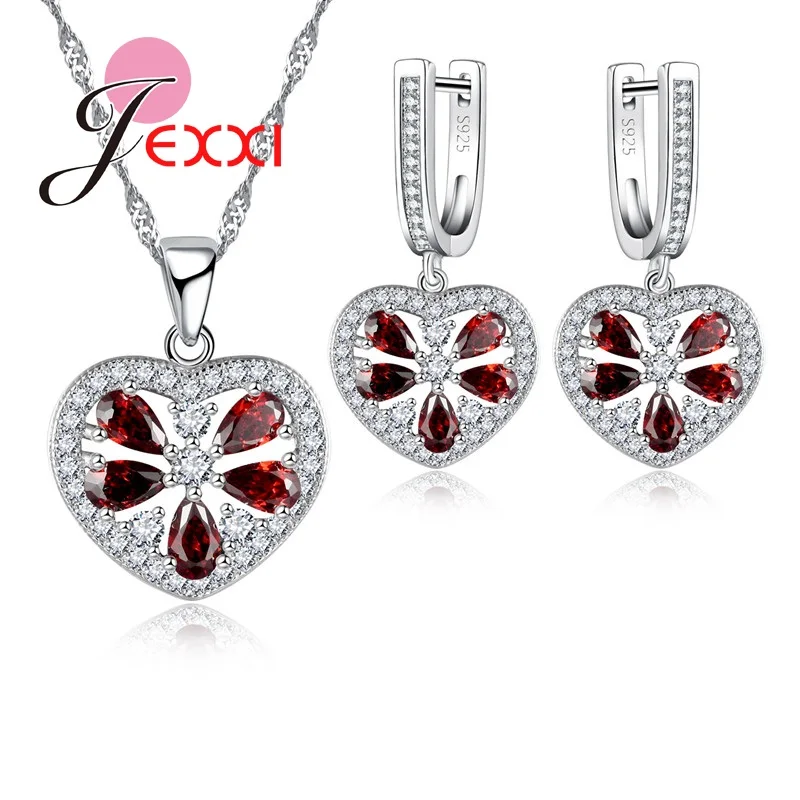 

Bridal Wedding Jewelry Set For Brides Top Quality Silver Crystal Necklace Pendent Earrings Set For Women