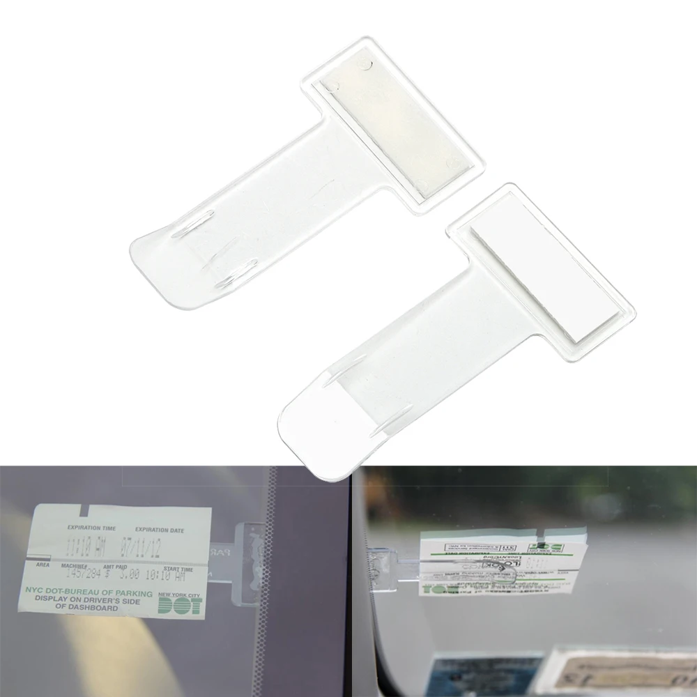 

1 Pair Car Windscreen Parking Ticket Clips Decals Portable Clip Clear Permit Holder 3M Sticker Windscreen Mini Practical