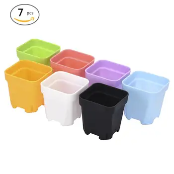 

7PCS Candy Color Thicker Bottom Nursery Plant Boxes Octagonal Plastic Plant Pot Succulents Planter Pot Colors Mixing 6.8*6.8cm