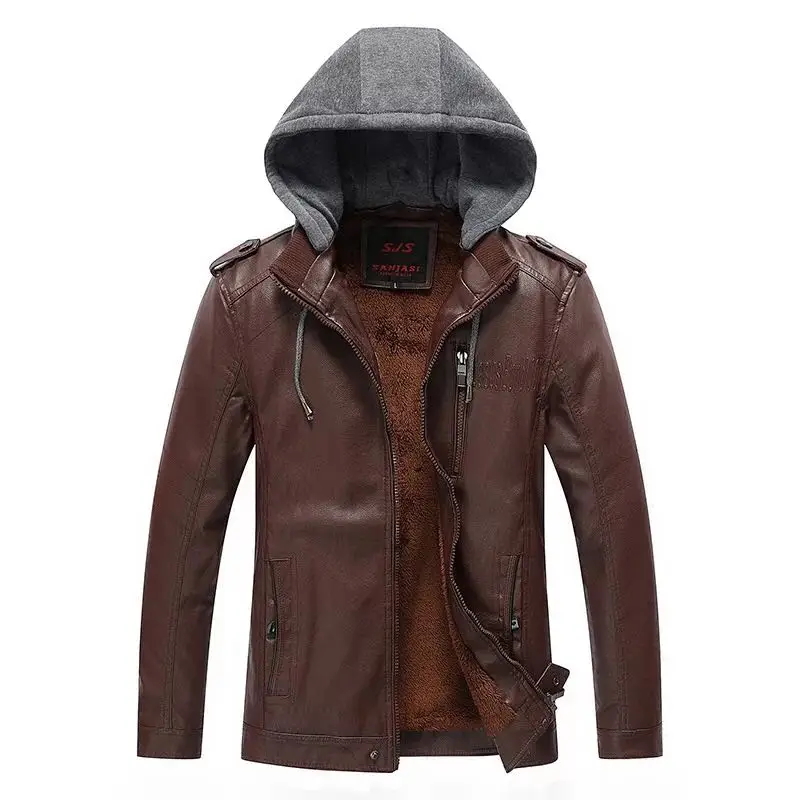 

Loldeal Men Hooded Drawstring Plus Velvet Pockets Zipper Coat Jacket